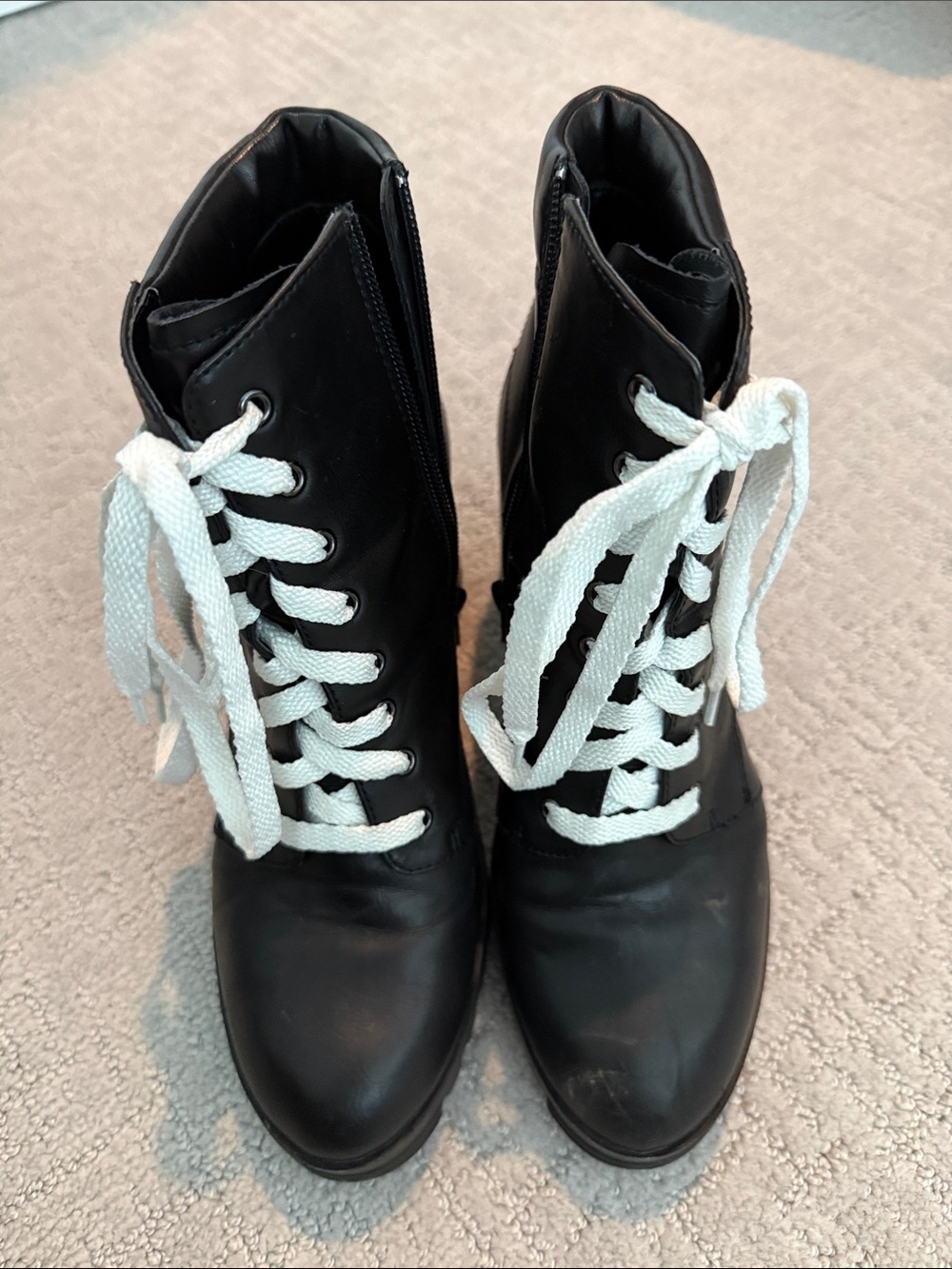 Abound Black Lace-Up Ankle Boots with White Laces
